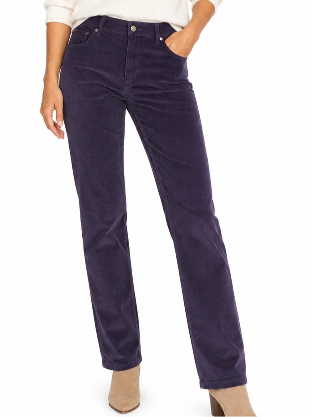 Gloria Vanderbilt Purple Corduroy Straight Leg Pants | Size 18